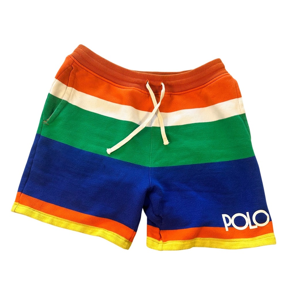 Polo Ralph Lauren Shorts Men S Multi Striped Fleece Sweat Shorts Logo Drawstring